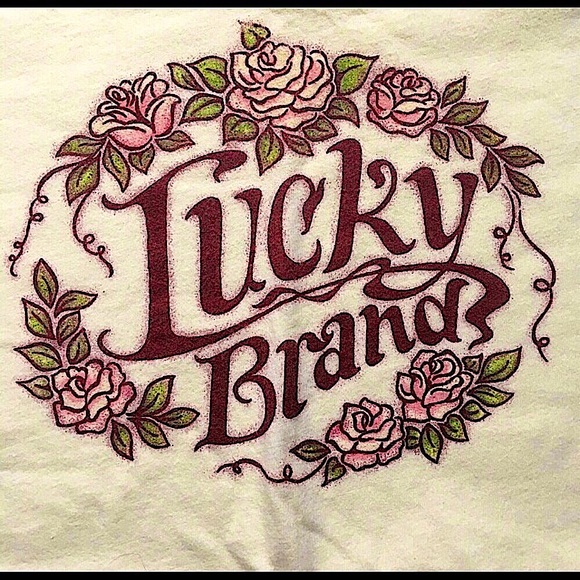 🆕🔥LUCKY BRAND SUPER CUTE LIGHT YELLOW&DESIGN LOGO ON FRONT SHORT SLEEVE NWOT! - Picture 2 of 4